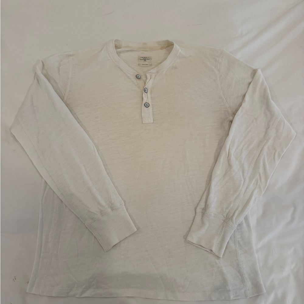 Rag & Bone Men's Cream Henley Shirt